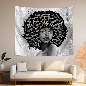 Yieldeer Tapiz afroamericano para pared, tapiz de mujer negra, tapiz para colgar en la pared, decoración africana, citas inspiradoras, tapices Yieldeer Tapiz afroamericano para pared, tapiz de mujer negra, tapiz para colgar en la pared, decoración africana, citas inspiradoras, tapices