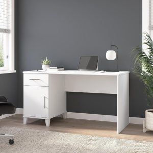 Bush Furniture Somerset – Escritorio de oficina de 54 W con cajón y armario de almacenamiento en color blanco Mesa de computadora para estación de Bush Furniture Somerset – Escritorio de oficina de 54 W con cajón y armario de almacenamiento en color blanco Mesa de computadora para estación de