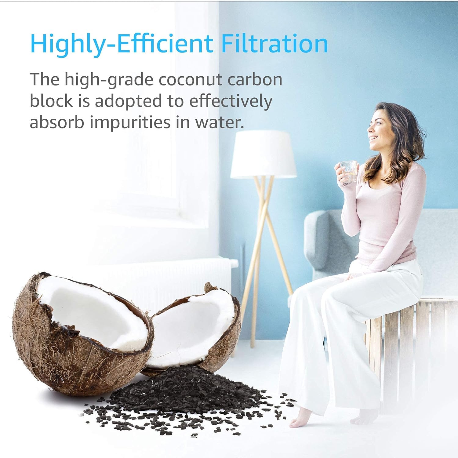 AQUACREST GXRLQR – Filtro de agua en línea para debajo del fregadero, certificado NSF 42, reduce el cloro, el sabor y el olor, repuesto para filtro