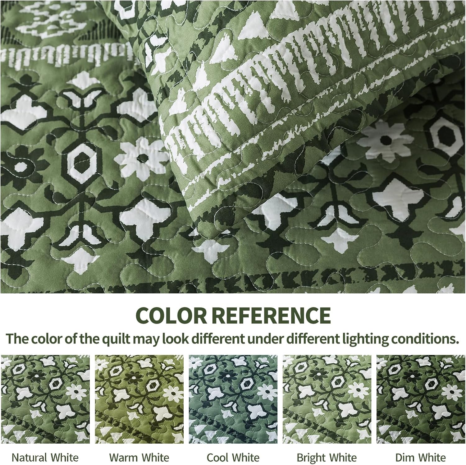 TWINRUN Juego de ropa de cama bohemio tamaño Queen, edredón bohemio verde, colcha ligera tamaño Queen con estampado de rayas geométricas (90 x 98