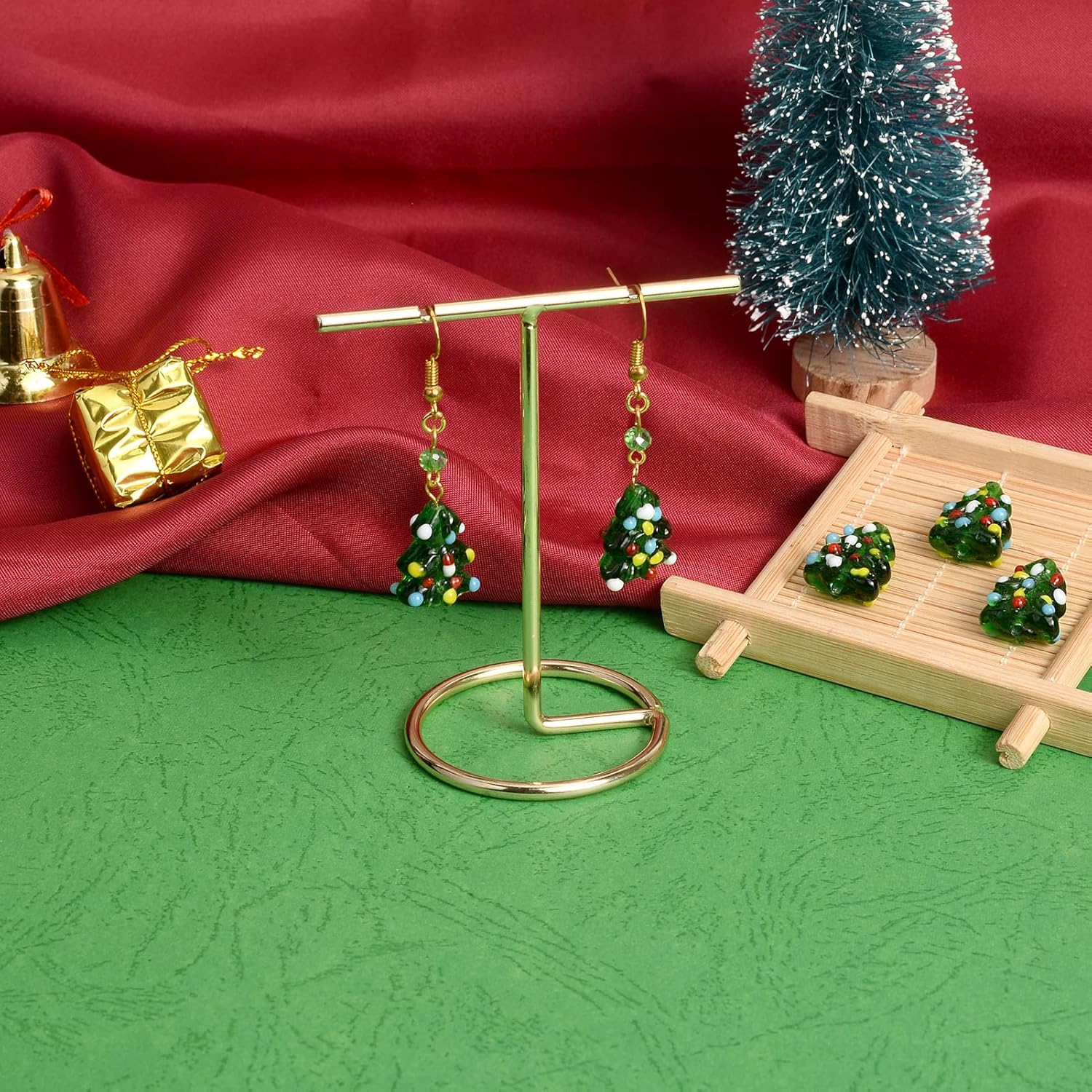 Craftdady 20 cuentas verdes para árbol de Navidad, adornos de árbol de Navidad, cuentas de vidrio de lámpara, decoraciones de Navidad, abalorios