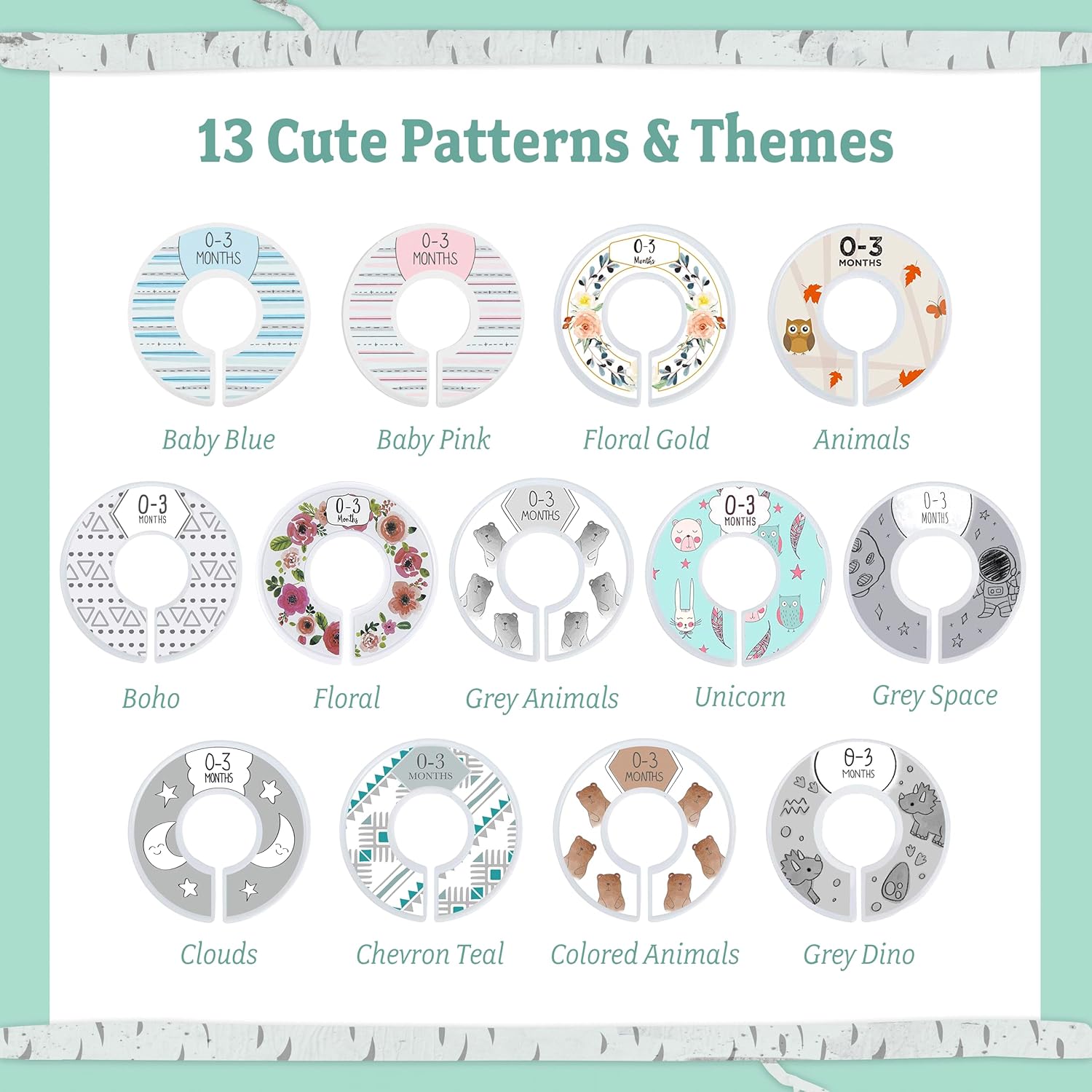Baby Nest Designs 20 ganchos para bebé para armario con 7 divisores de armario de bebé para guardería, perchas de terciopelo para ropa de bebé,