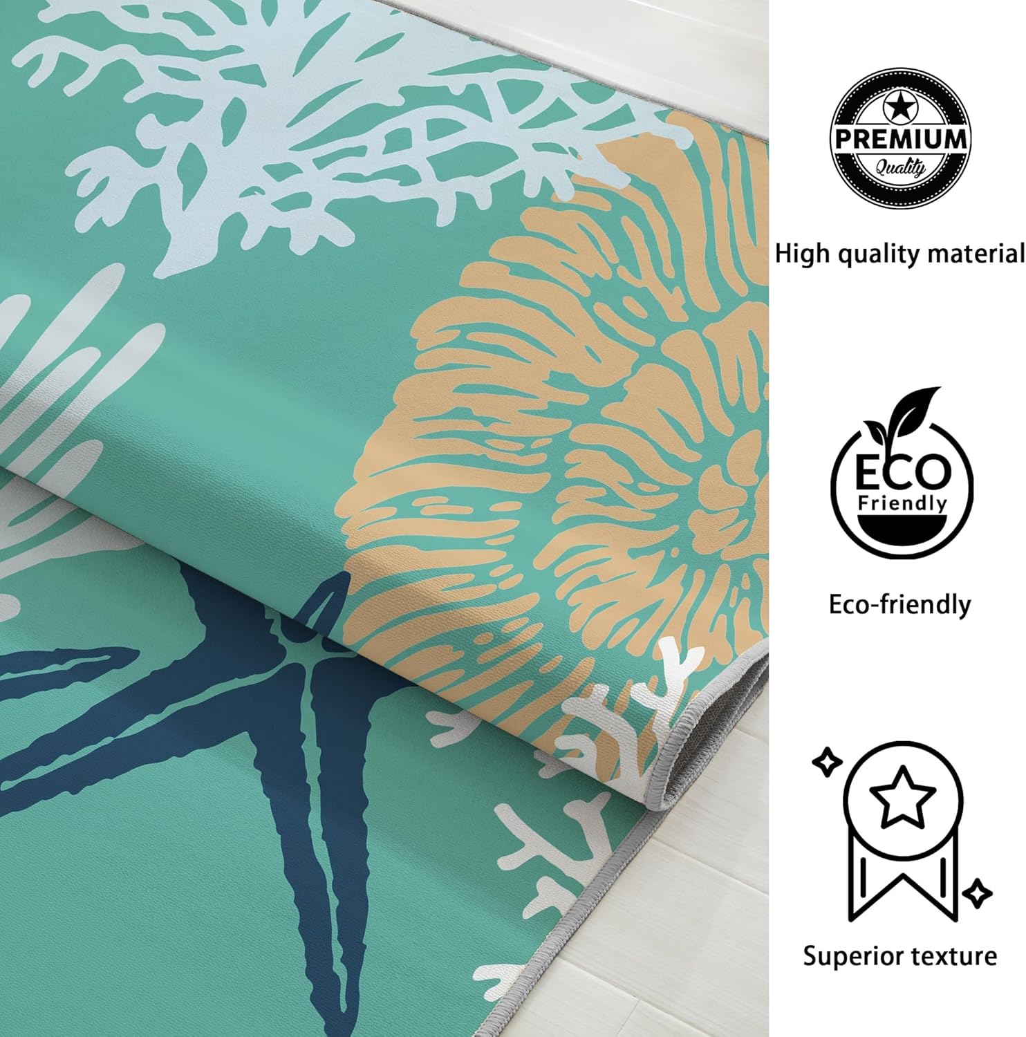 Tritard Alfombras Coastal Area Rugs – Alfombras náuticas con temática de playa, antideslizantes, lavables a máquina, modernas para sala de estar o