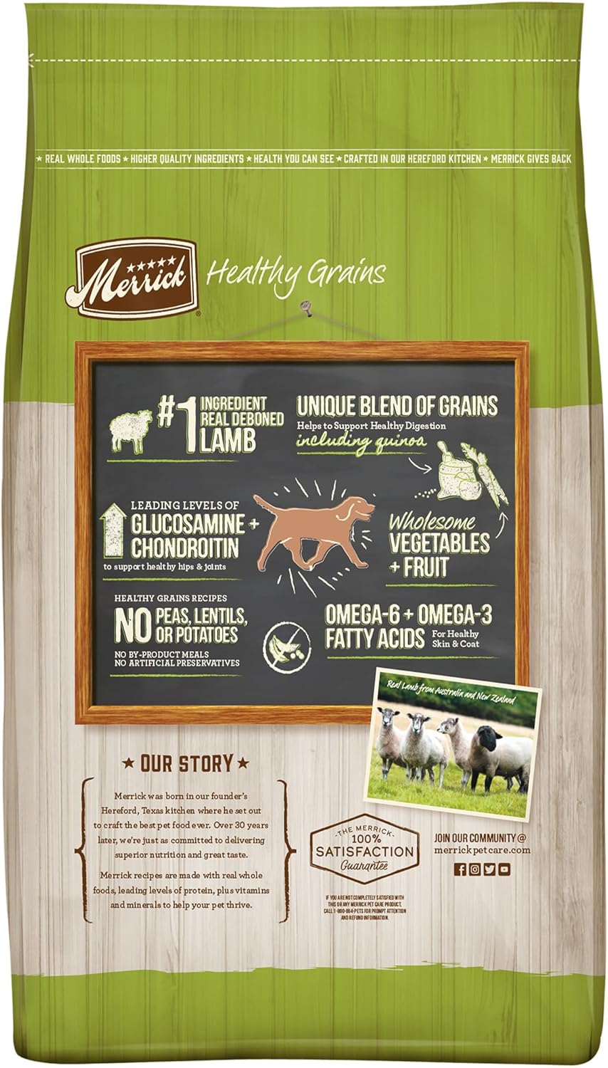 Merrick – Alimento seco para perros con vitaminas y minerales añadidos para todas las razas, 4 libras, cordero