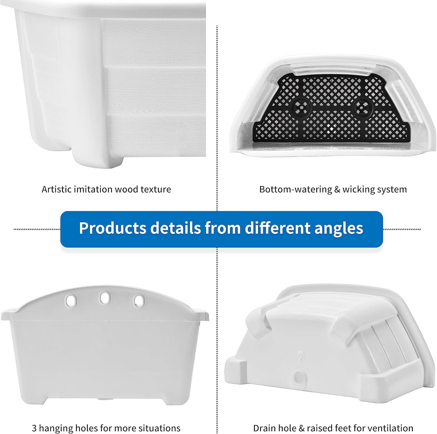 ORIMERC Maceta colgante de pared de 9.8 pulgadas, 8 unidades, para barandilla, balcón, porche, decoración interior y exterior, de plástico, para