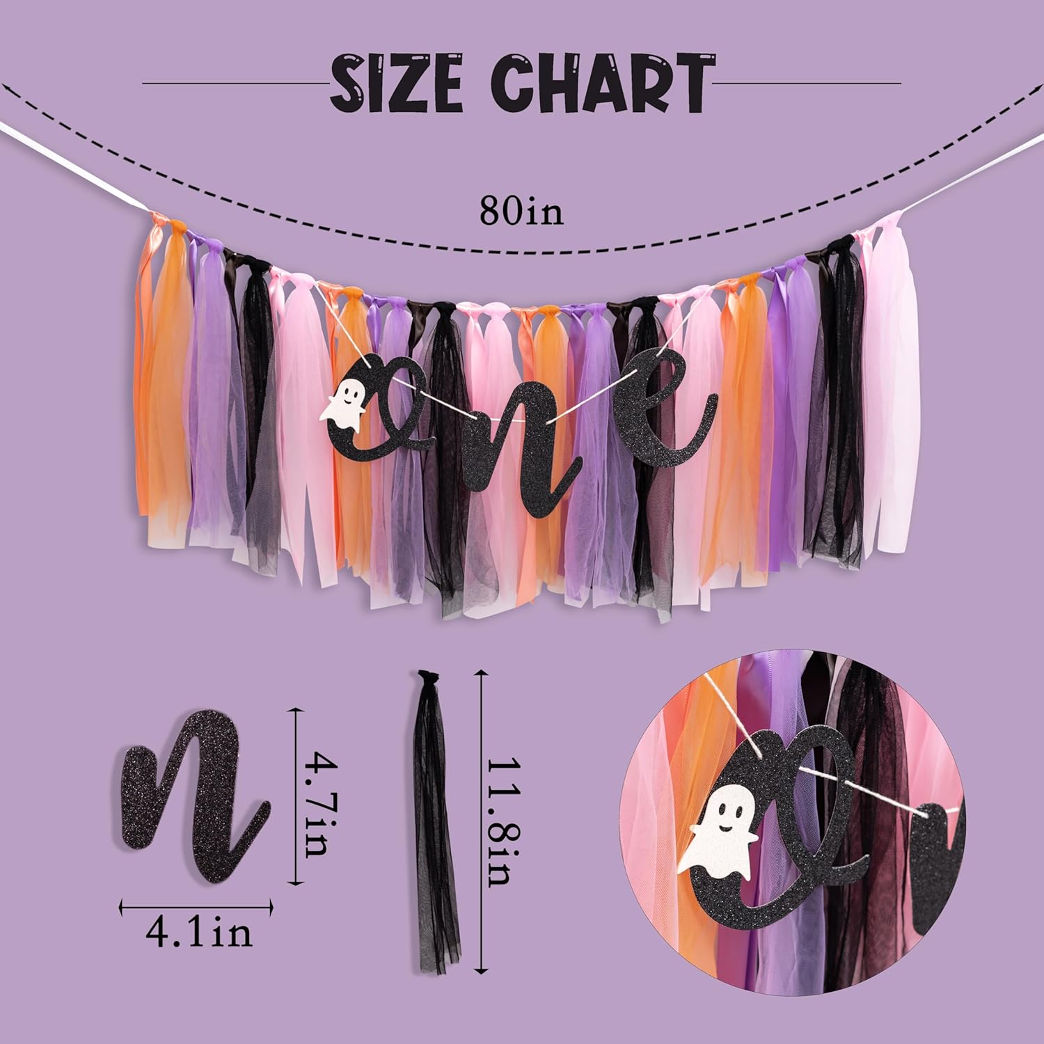 Cartel de Halloween para la primera silla de bebé, fantasma de Halloween, decoración de cumpleaños rosa y morado para niñas, decoración espeluznante