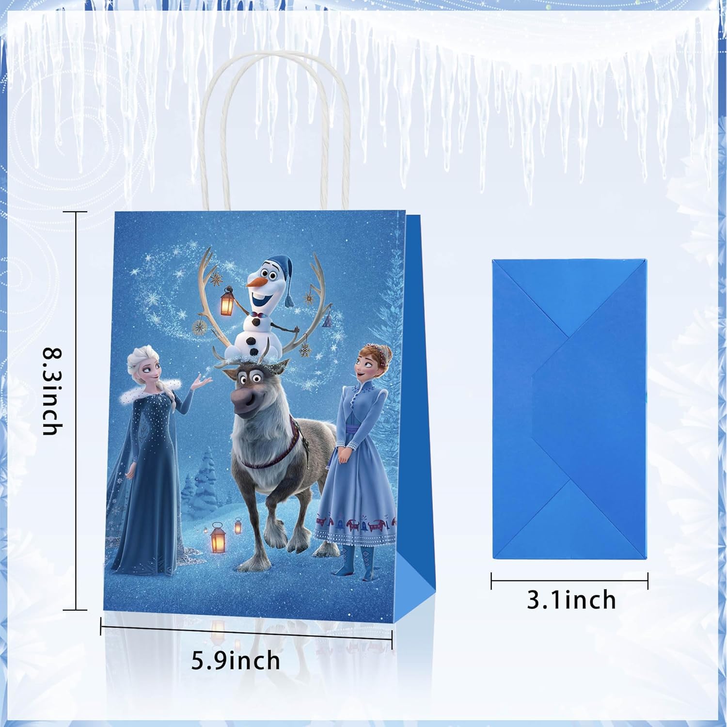 Quilota 24 suministros mágicos de fiesta de cumpleaños de Frozen para niñas, bolsas de regalo de princesa con asas, bolsas de regalo de dulces para