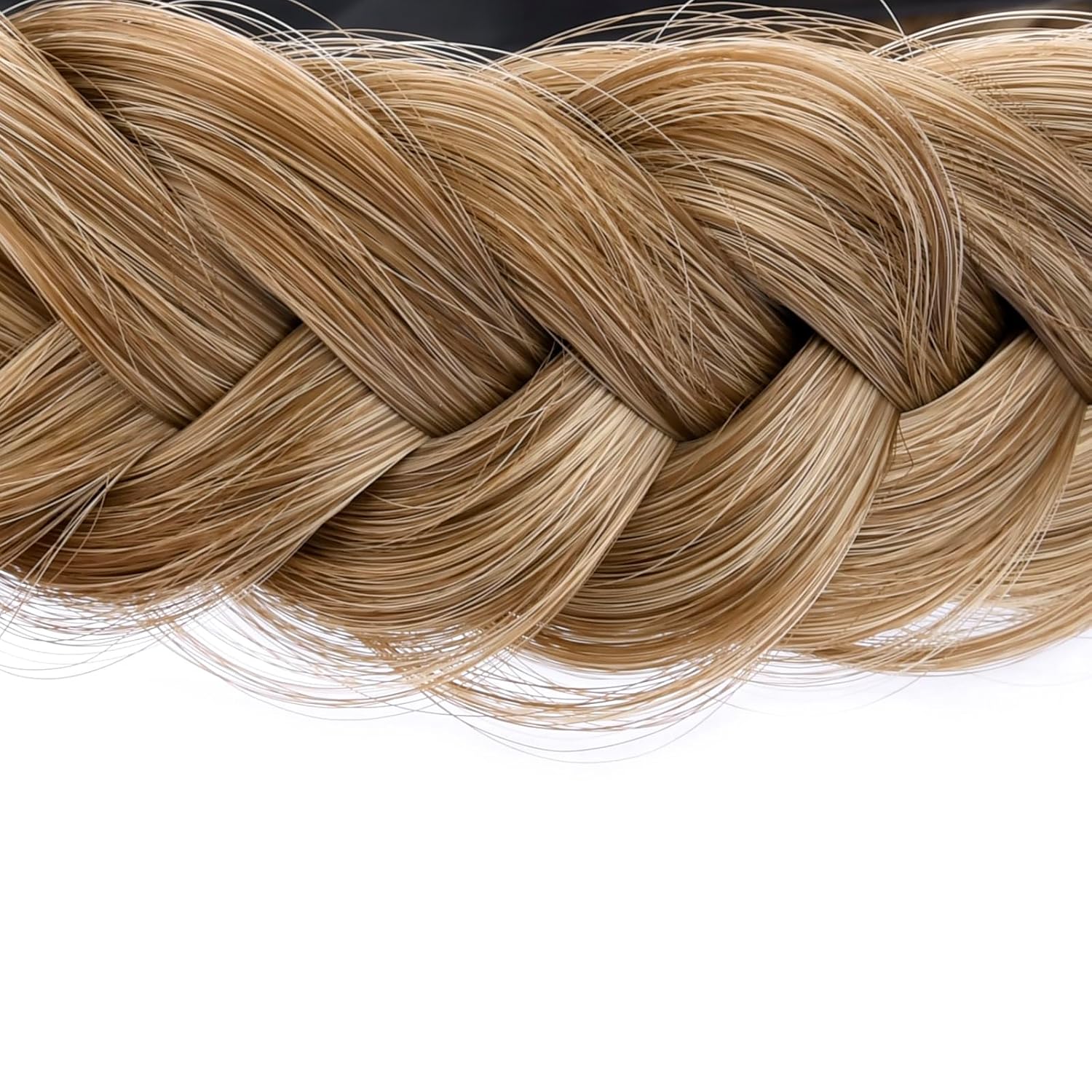 DIGUAN Diadema trenzada ancha y desordenada con dientes, diadema de pelo sintético trenzado de alta elasticidad, cola de pez gruesa, banda trenzada