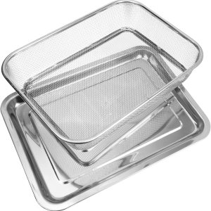 1 juego de mesa para freír frutas fritas, cesta de frutas fritas, verduras de drenaje, colador de freidora de acero inoxidable, soporte de equipo, 1 juego de mesa para freír frutas fritas, cesta de frutas fritas, verduras de drenaje, colador de freidora de acero inoxidable, soporte de equipo,