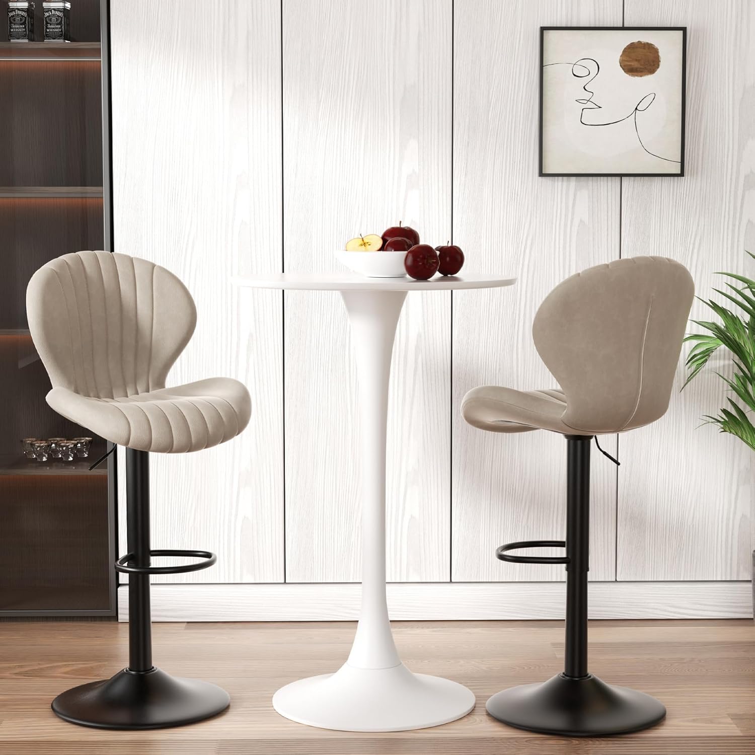 Nalupatio Juego de 1 taburetes de bar modernos giratorios, altura de mostrador con respaldo alto, fácil montaje de 3 a 5 minutos para bar, cocina,