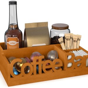 Organizador de estación de café, organizador de café de madera para oficina y hogar, organizador de estación de café para encimera, organizador de Organizador de estación de café, organizador de café de madera para oficina y hogar, organizador de estación de café para encimera, organizador de