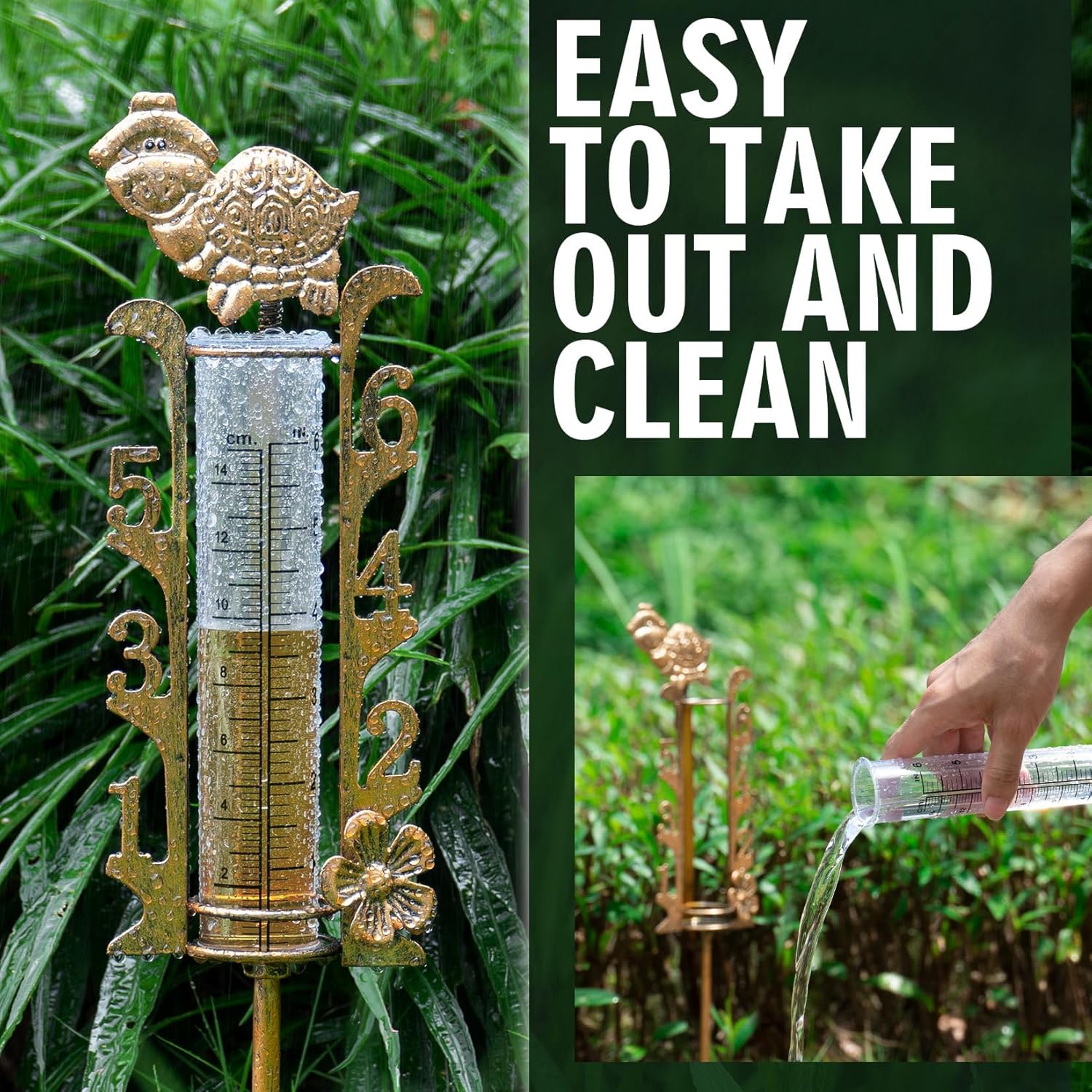 APSOONSELL Medidor de lluvia para exteriores, calibre de lluvia de 7 pulgadas de capacidad con estaca de metal, medidor de lluvia de cobre, números