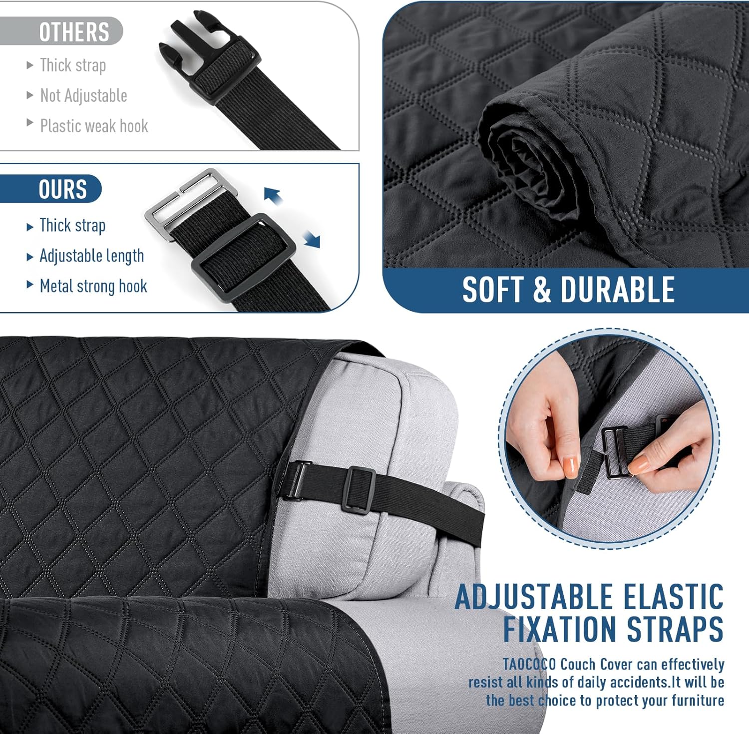 TAOCOCO Funda impermeable en forma de L para sofá seccional, 1 funda reversible para sofá para mascotas con diván para sofá seccional en forma de L