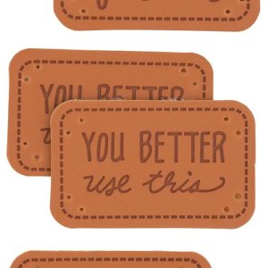 Boye Etiquetas de cuero sarcástico hechas a mano para manualidades, tejido y ganchillo, paquete de 6 Boye Etiquetas de cuero sarcástico hechas a mano para manualidades, tejido y ganchillo, paquete de 6