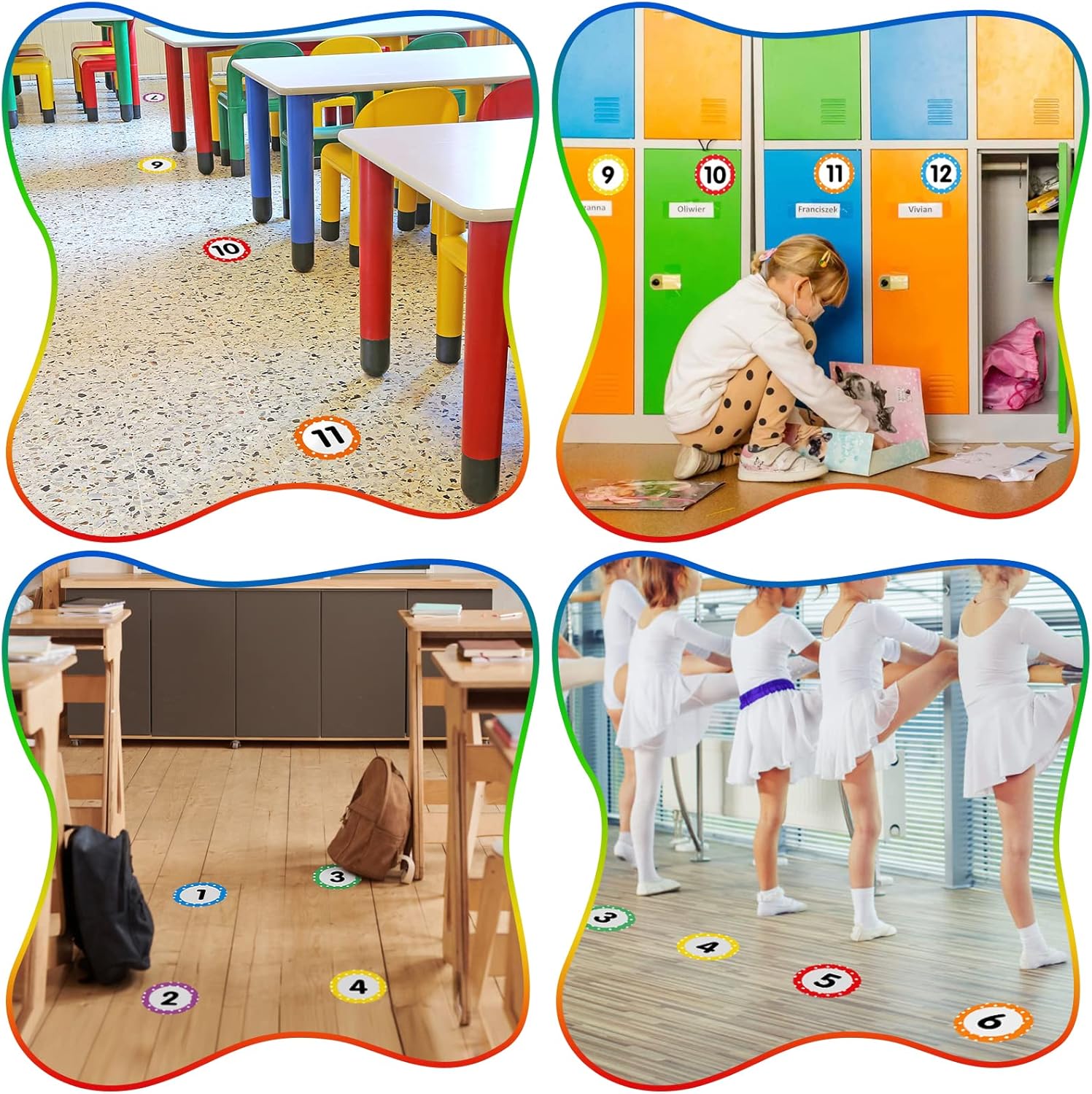 58 calcomanías de vinilo autoadhesivas de 4 pulgadas para el aula, marcadores multicolores para el aula, para preescolar y jardín de infantes,