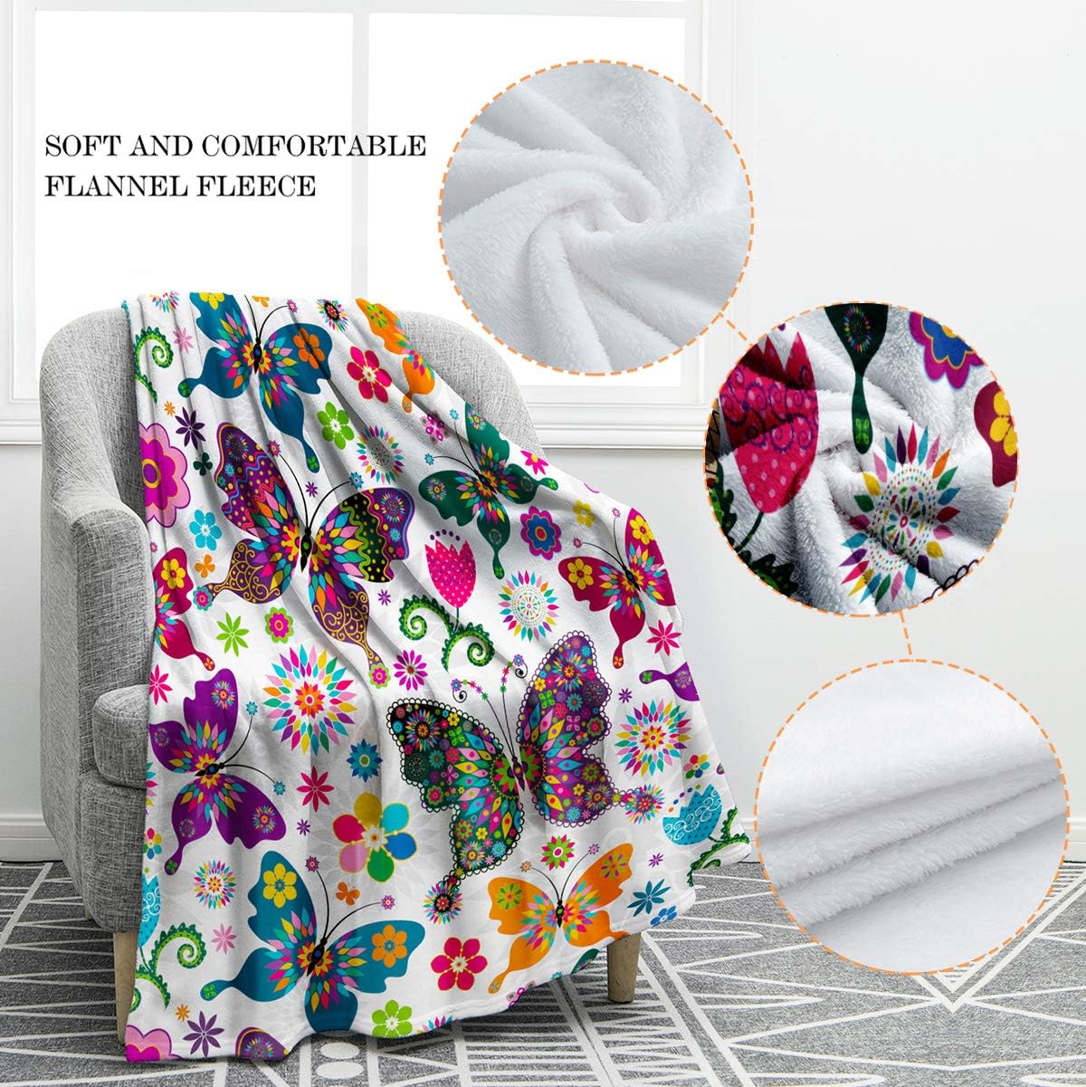 Jekeno Manta de mariposa de regalo para mujeres y niñas, Navidad, cumpleaños, día de San Valentín, regalos de mariposas para amantes de las