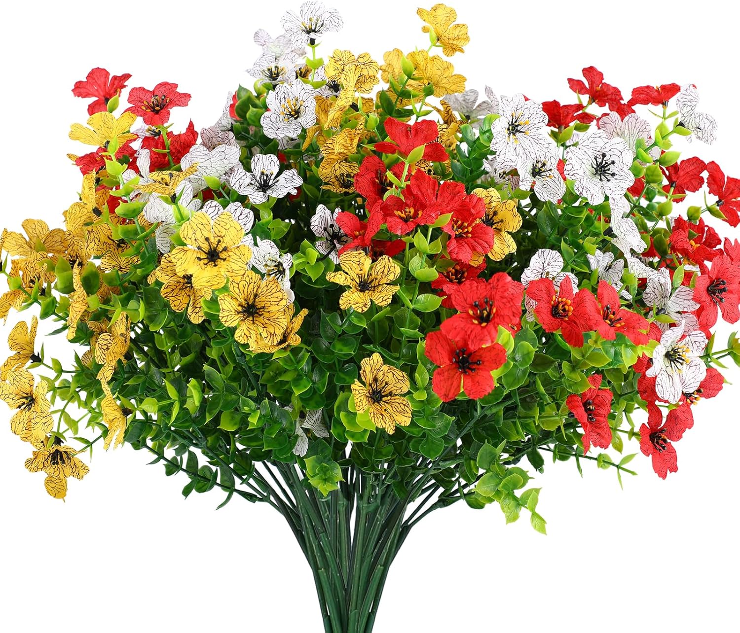 10 paquetes de flores artificiales, flores artificiales resistentes a los rayos UV para el hogar, interior, exterior, jardín, ventana, porche,