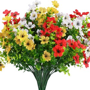 10 paquetes de flores artificiales, flores artificiales resistentes a los rayos UV para el hogar, interior, exterior, jardín, ventana, porche, 10 paquetes de flores artificiales, flores artificiales resistentes a los rayos UV para el hogar, interior, exterior, jardín, ventana, porche,