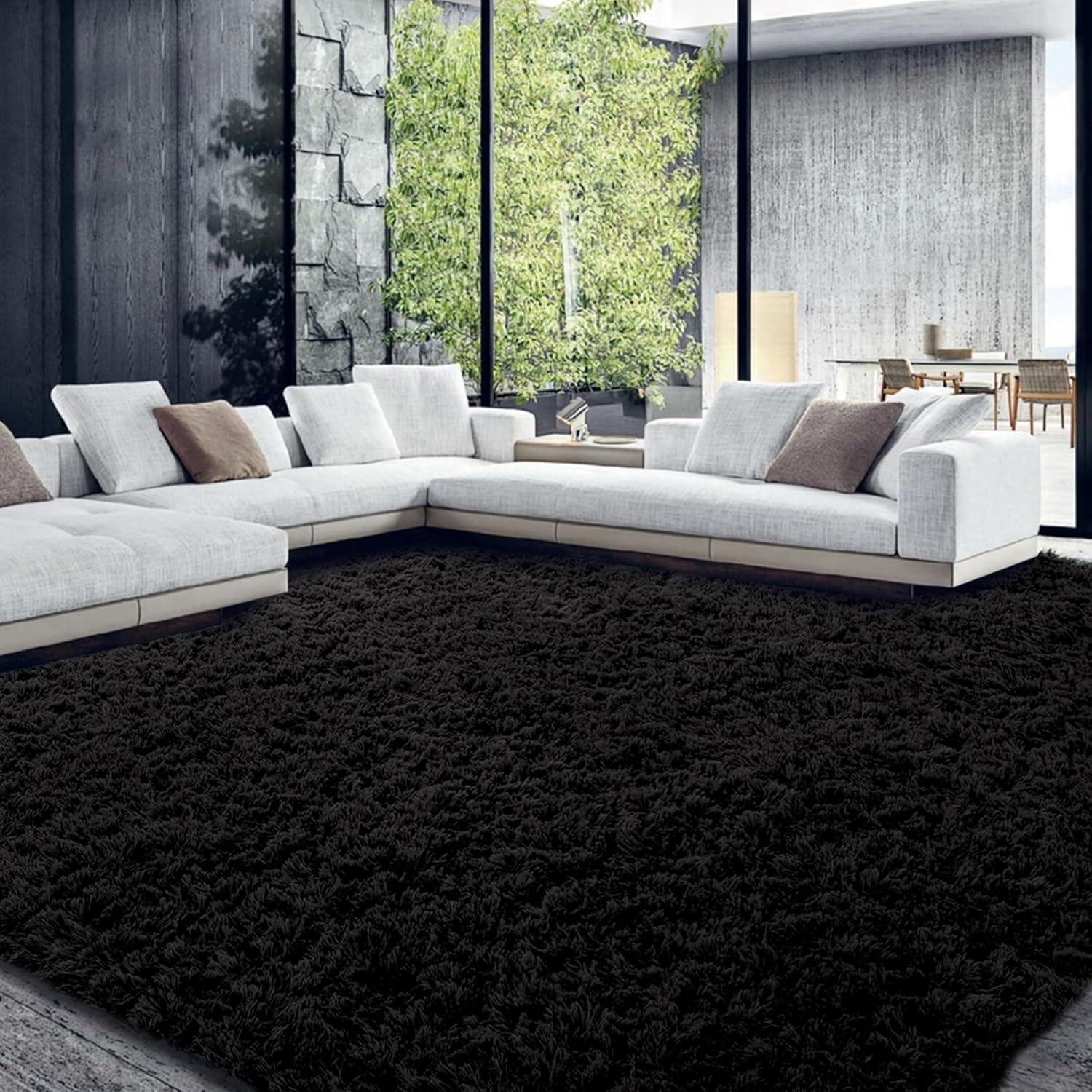 HOMBYS Alfombra lanuda de 9 x 12 pies, alfombra de felpa ultra mullida de piel sintética grande para sala de estar, dormitorio, alfombra mullida