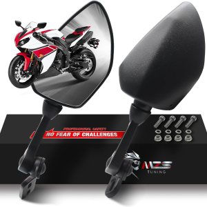 MZS Espejos de motocicleta de carreras, carenado retrovisor lateral ajustable negro compatible con YZF R1 R1M R6 R6S CBR600 F4 F4I CBR250R CBR300R MZS Espejos de motocicleta de carreras, carenado retrovisor lateral ajustable negro compatible con YZF R1 R1M R6 R6S CBR600 F4 F4I CBR250R CBR300R