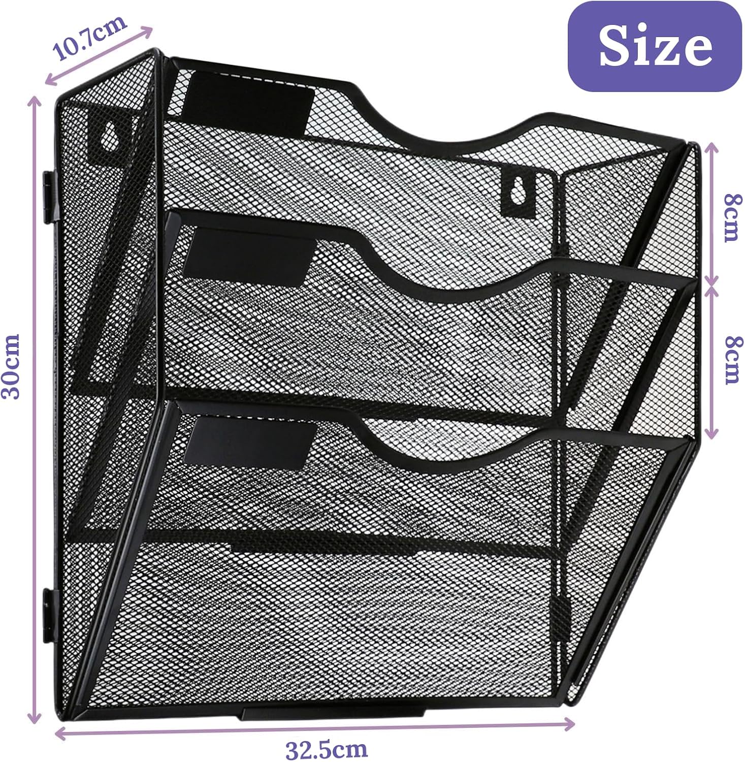 Paquete de 2 organizadores de archivos de pared de 3 bolsillos, organizador de correo, soporte de revistas, soporte vertical de malla para colgar
