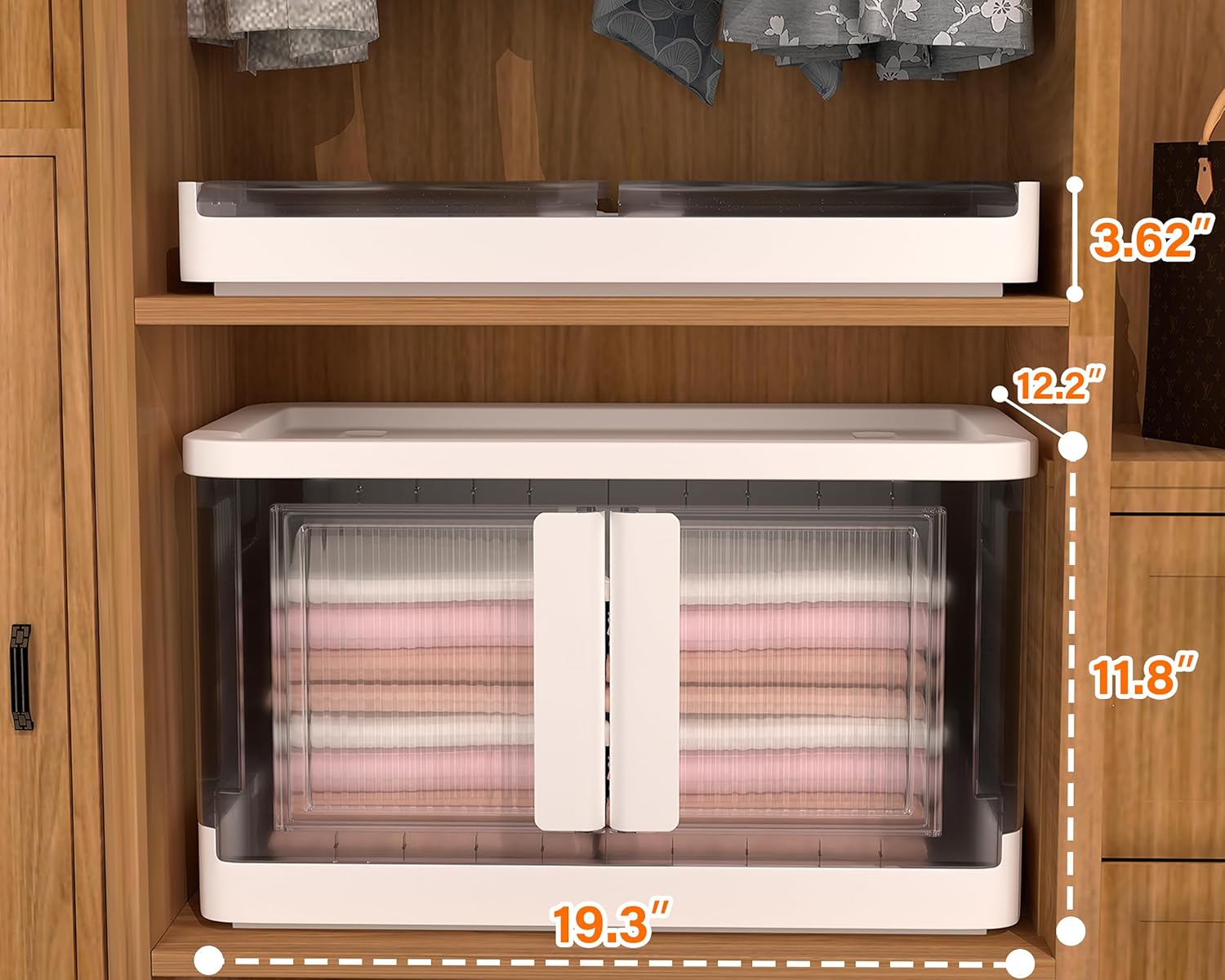 HoneySky Contenedores de almacenamiento de 34 cuartos con tapas y ruedas, organizadores y almacenamiento apilables y plegables, contenedores de