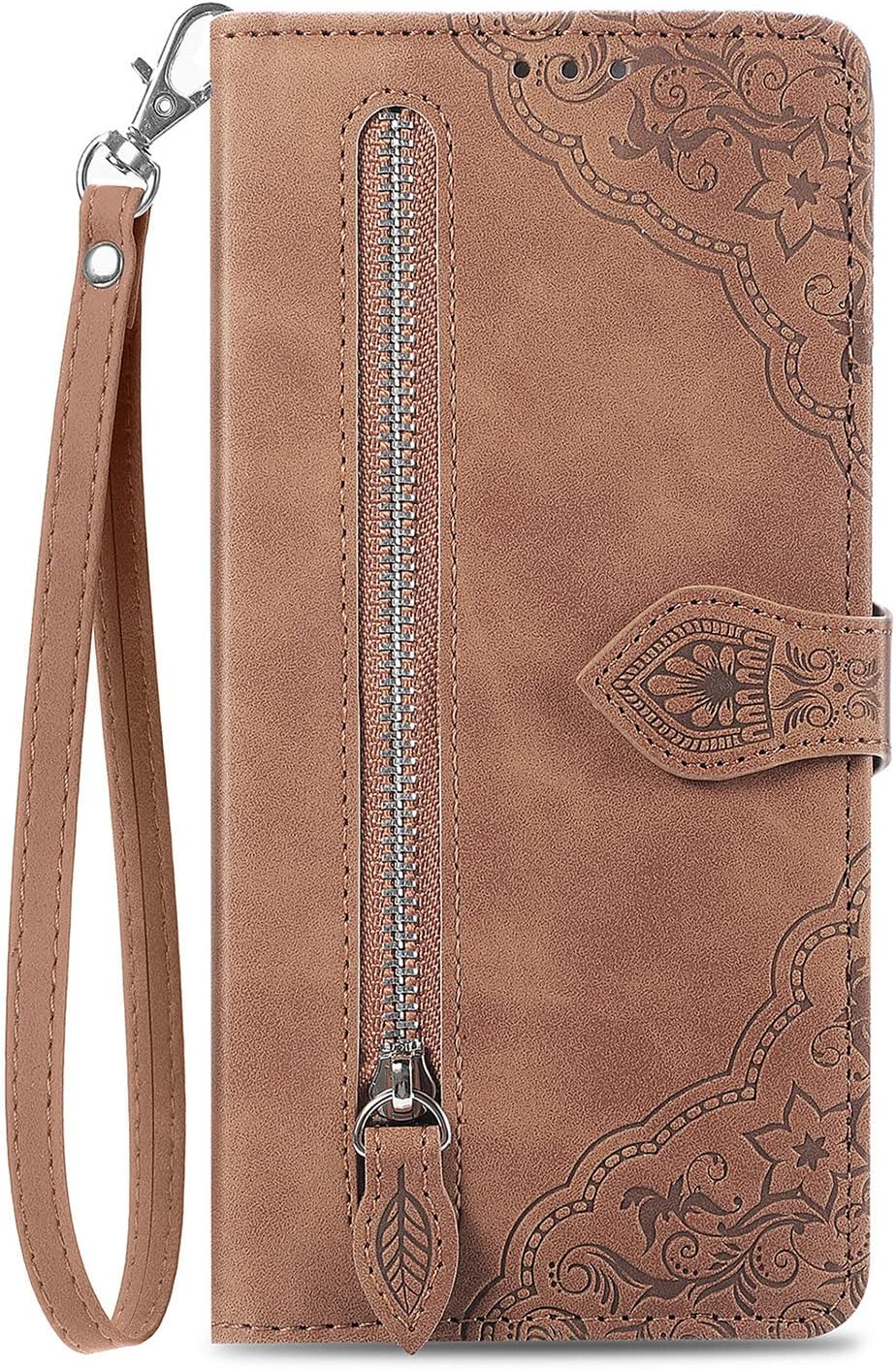 Funda tipo cartera para Xiaomi Poco X3X3 NFCX3 Pro, correa de muñeca de piel sintética de lujo con cremallera y soporte para tarjeta de crédito,
