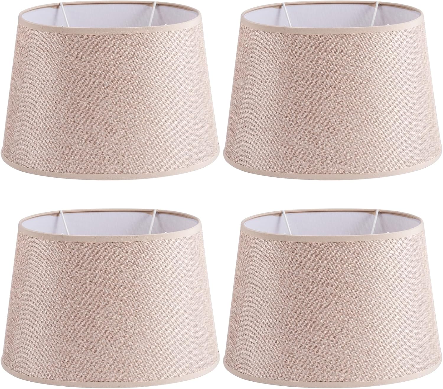 Juego de 4 pantallas de lámpara para base E27, pantalla ovalada de tela para lámparas de mesa y luz de pie, pantallas de 8.2 pulgadas superior x