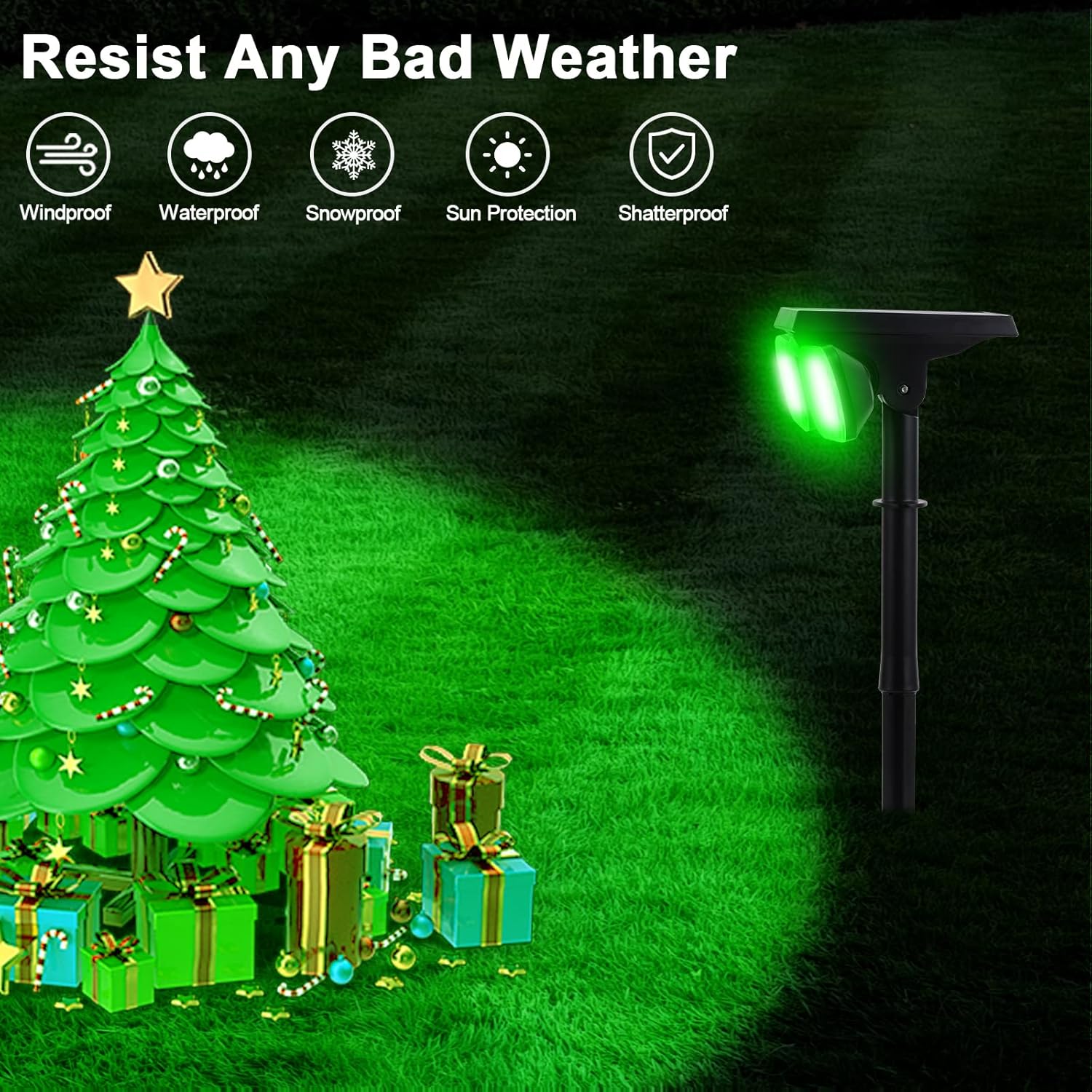 EMANER Solar Outdoor Spot Lights, RGB Solid Color+Multicolor Changing, Solar Spotlight Keep On, Dusk to Dawn Pathway Stake Light Waterproof for