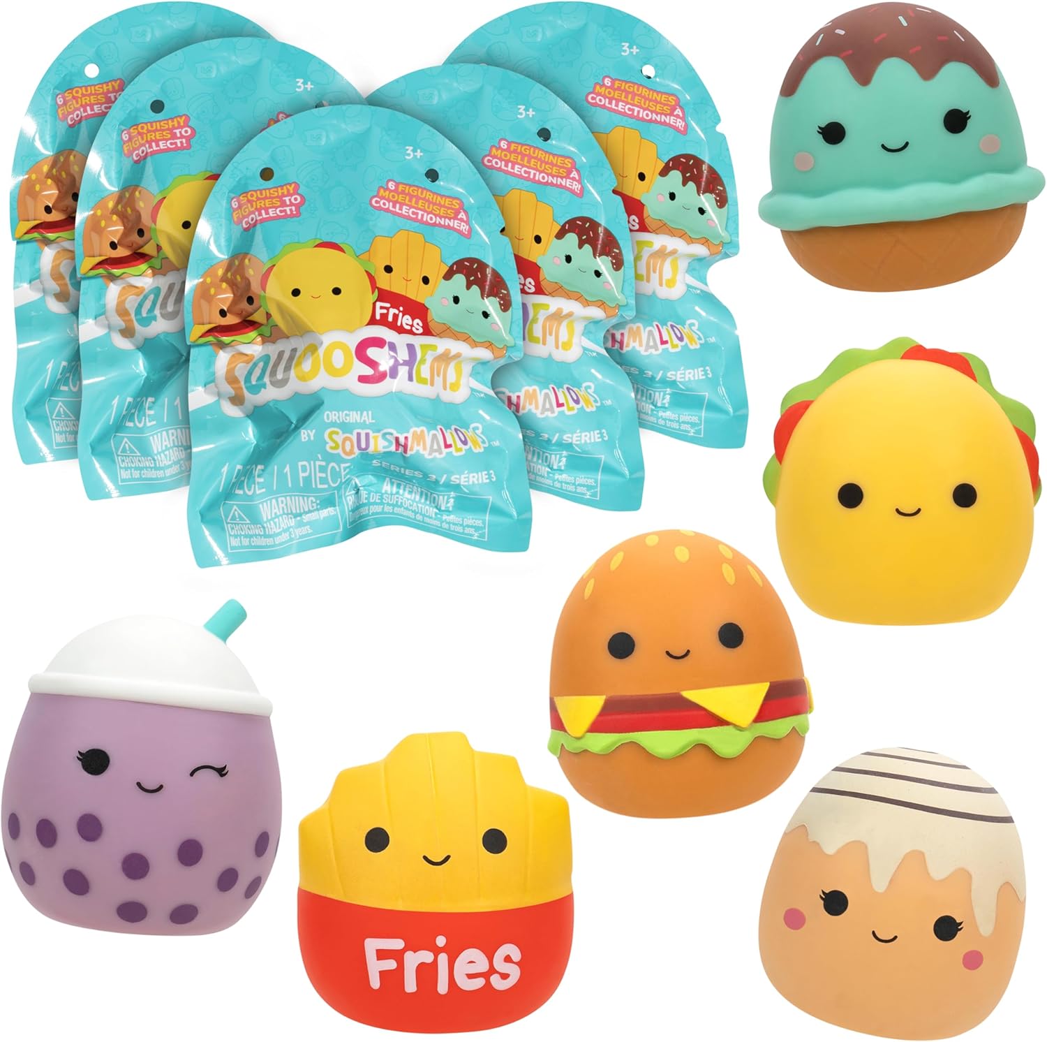 Squishmallows Squooshems Food Series Paquete de 5  Official Kellytoy  Mini bolsa ciega coleccionable de juguete blando y exprimible  Los estilos
