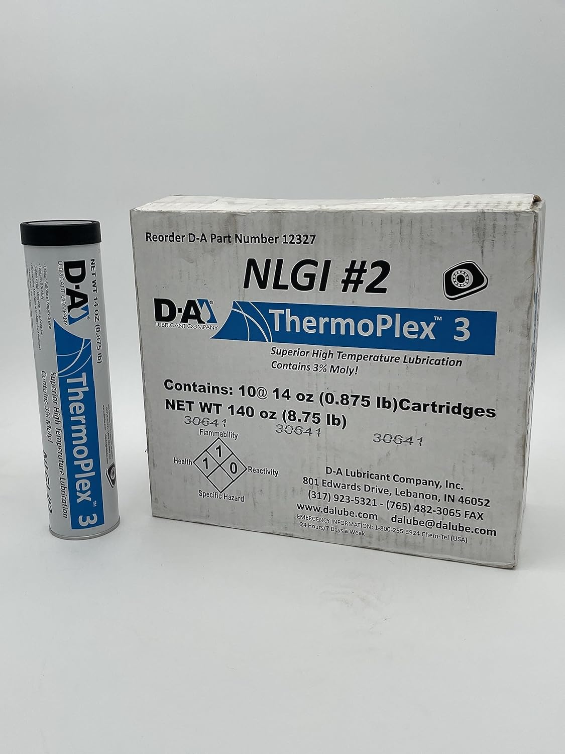 Thermoplex 3  NLGI 2  Tubos de grasa de 14 onzas  Caja de 10 tubos  3% Moly  Protección extrema de temperatura  Grasa a base de calcio