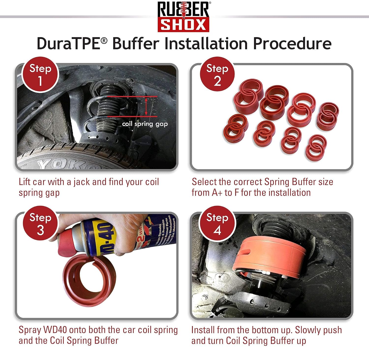 EE. UU. RubberShox – Kit universal de amortiguador de resorte helicoidal y suspensión automotriz de la serie DuraTPE para mejorar el rendimiento y