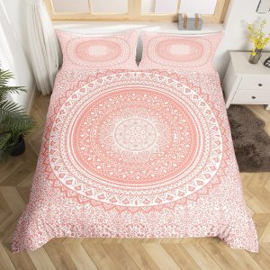 Juego de funda de edredón de mandala rosa, tamaño individual, juego de ropa de cama bohemio de cachemira para niños, adolescentes, niños, niñas, Juego de funda de edredón de mandala rosa, tamaño individual, juego de ropa de cama bohemio de cachemira para niños, adolescentes, niños, niñas,