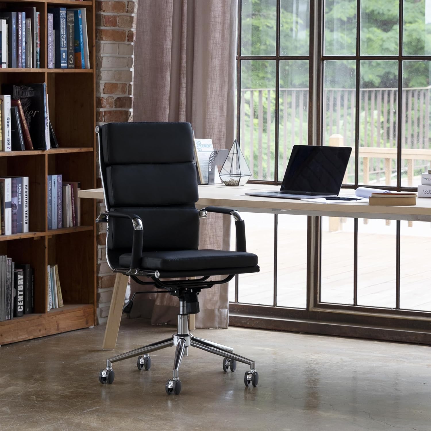 NEO CHAIR Escritorio de oficina en casa Silla ejecutiva moderna de piel sintética, reposabrazos para conferencias, silla de tareas acolchada