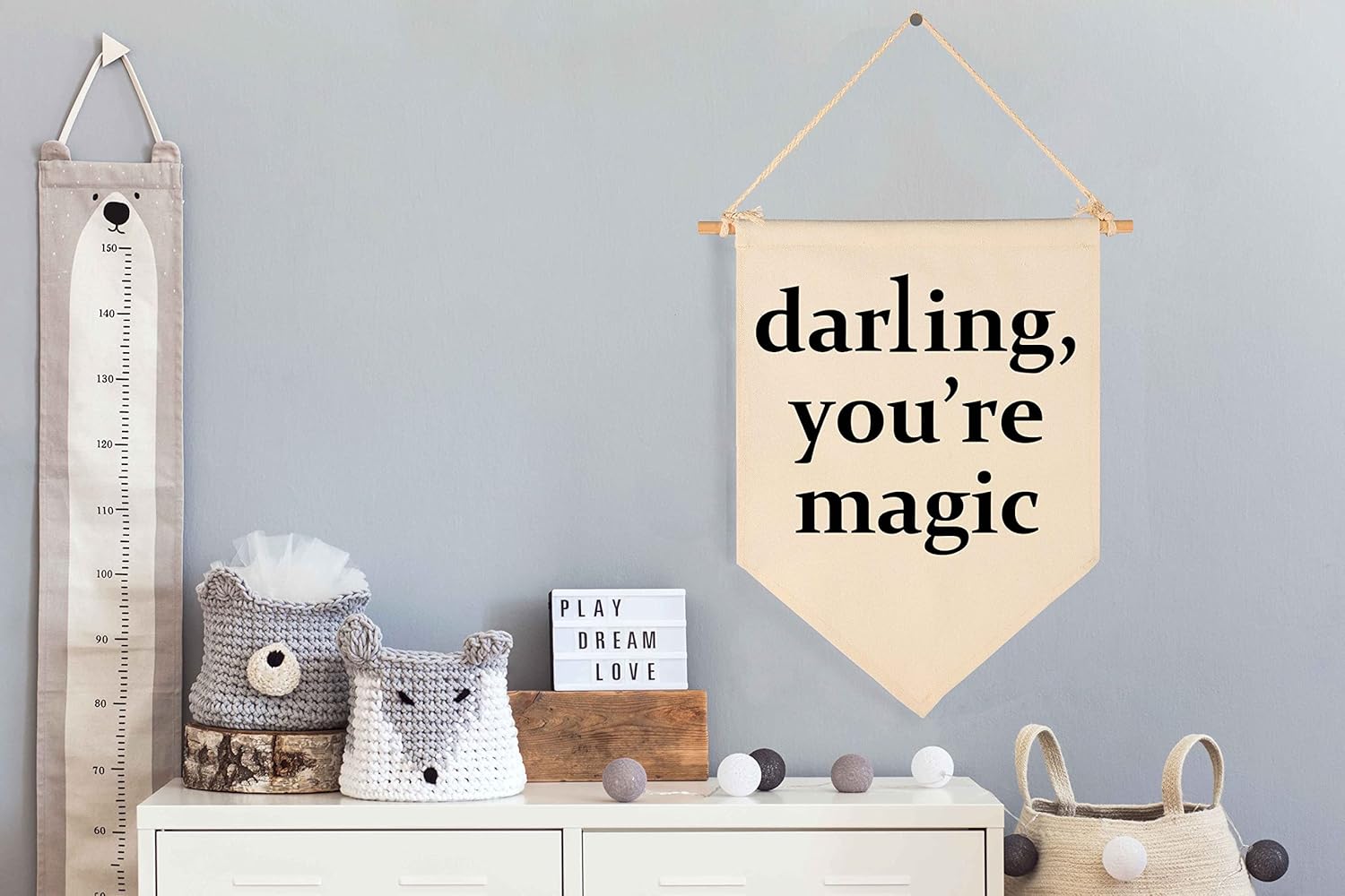Darling You’re Magic – Bandera colgante de lona para pared, regalo para guardería, bebé, niños, niñas, niños, adolescentes, dormitorio, sala de