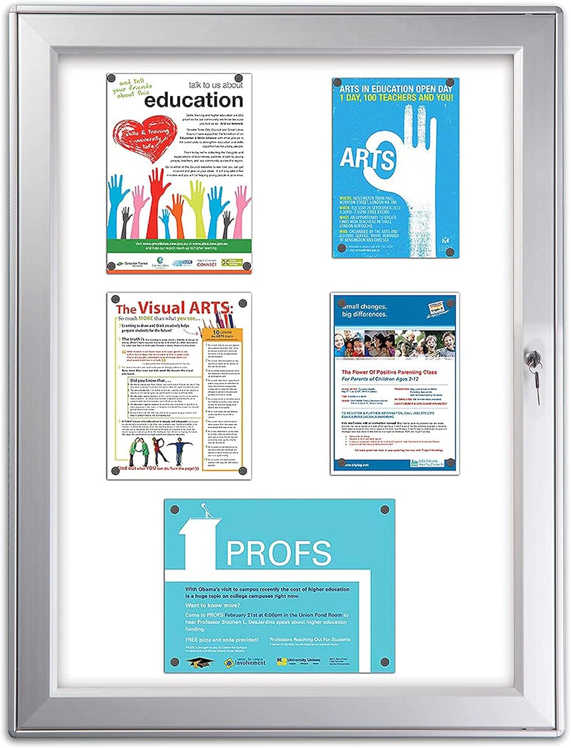 M&T Displays Tablón de anuncios magnético de alta calidad de aluminio de 32.28 x 42.52 pulgadas, tablero de anuncios plateado para exteriores,