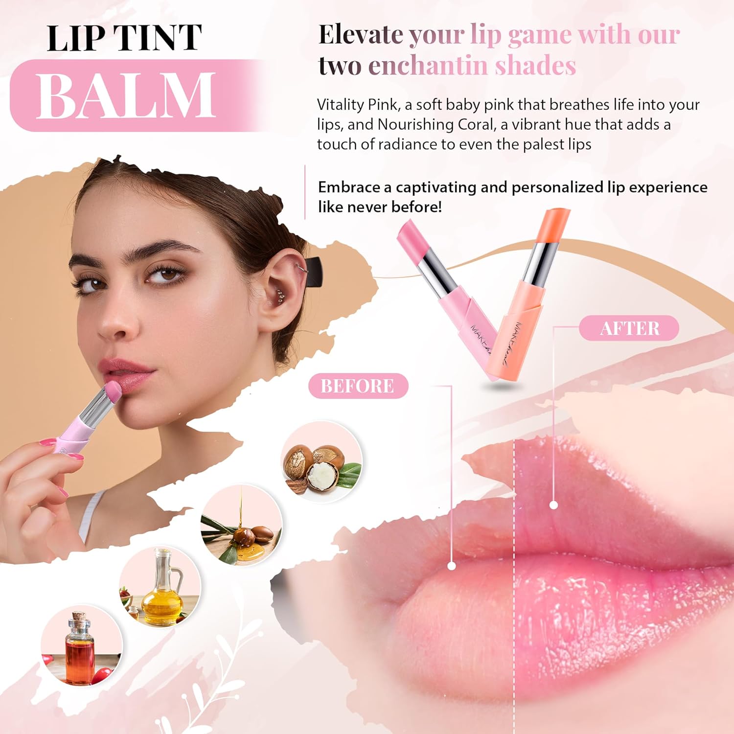 Makeheal Bálsamo labial con tinte de colágeno, labios suaves y nutritivos hidratantes, bálsamo labial infundido con colágeno y vitamina E, color
