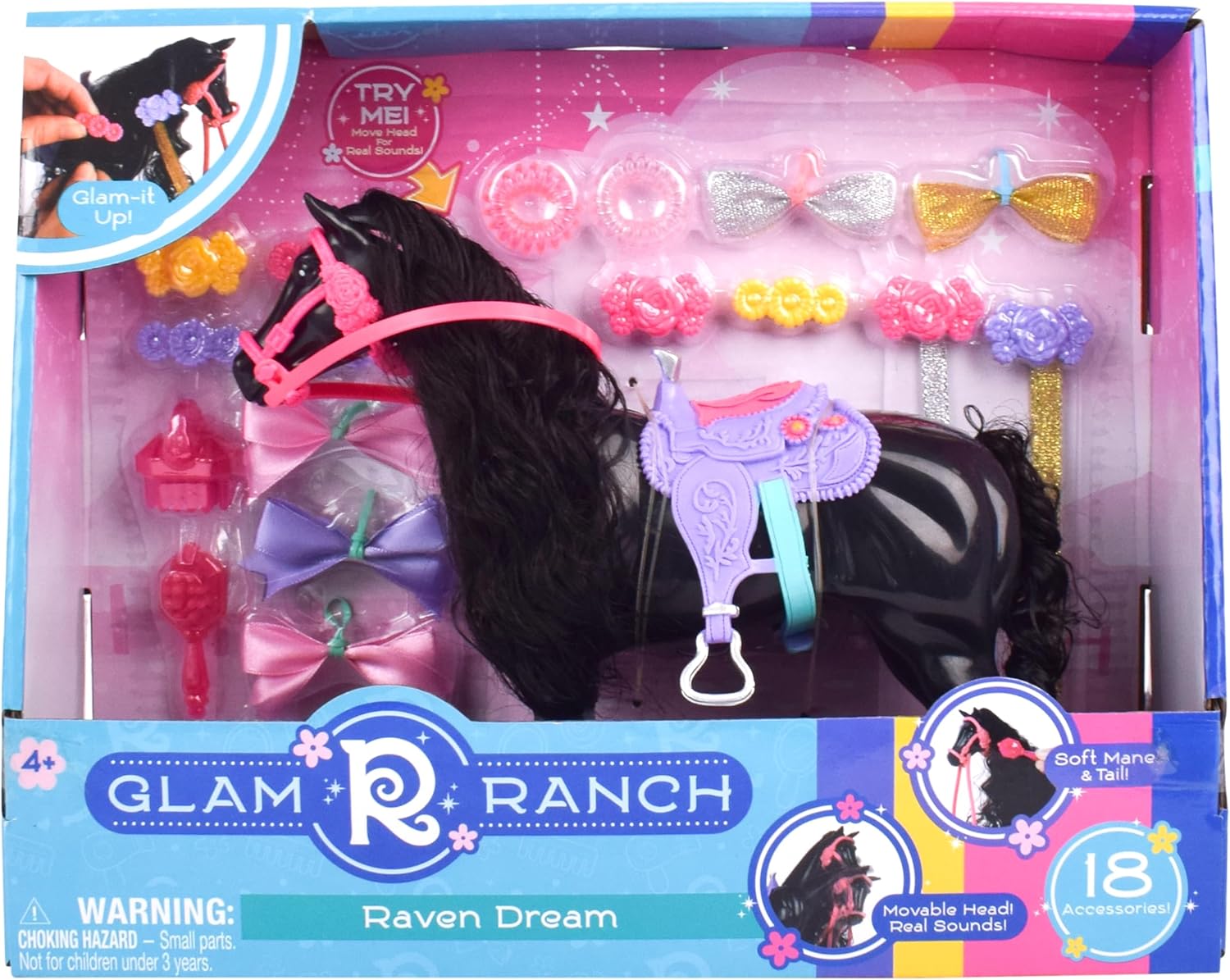 Glam-R-Ranch Raven Dream – Juguete de caballo con accesorios