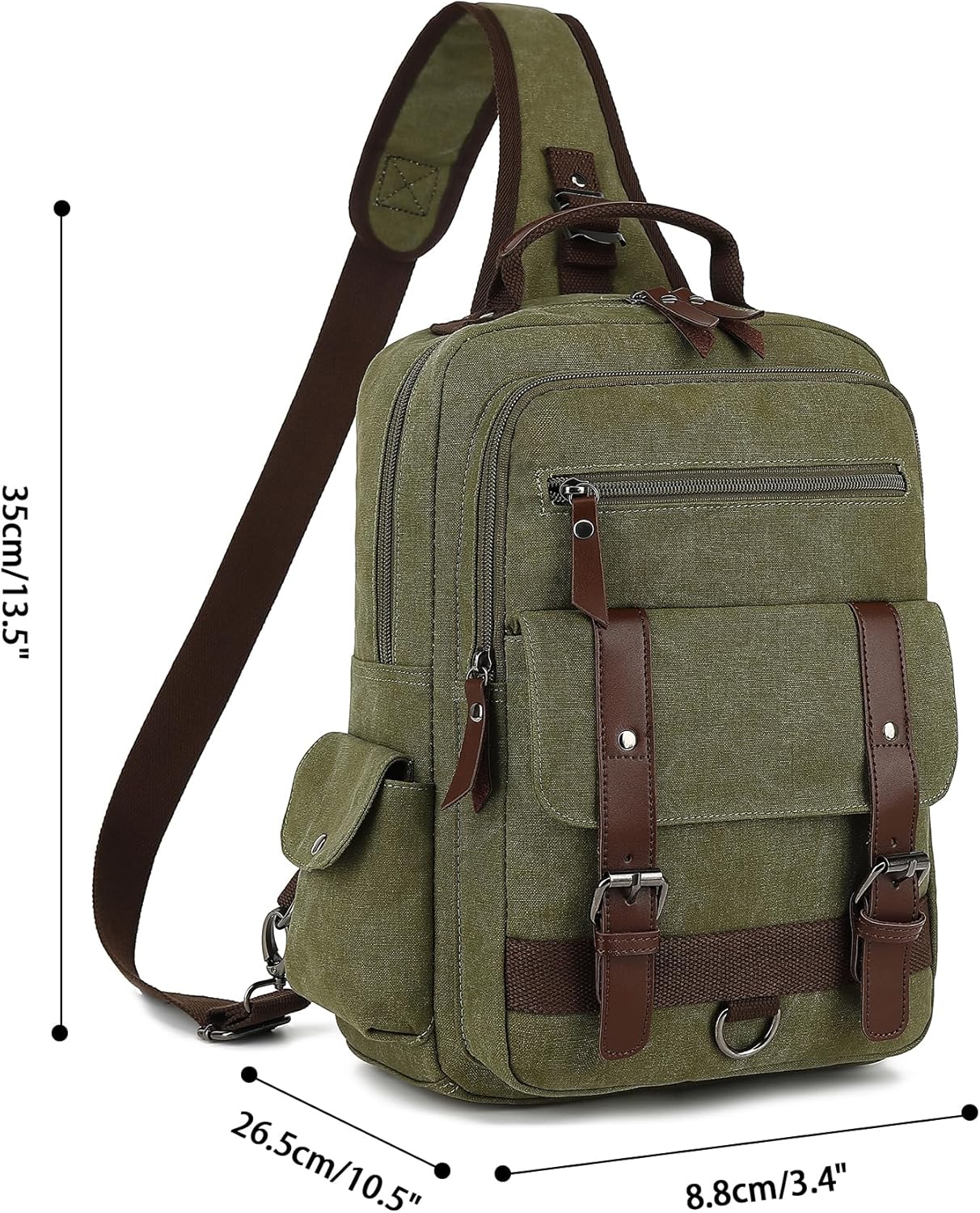 Bolsa de mensajero vintage, mochila de lona para viajes, bolsa de hombro para hombre, bolsa de doble uso para transporte de mano y transporte cruzado