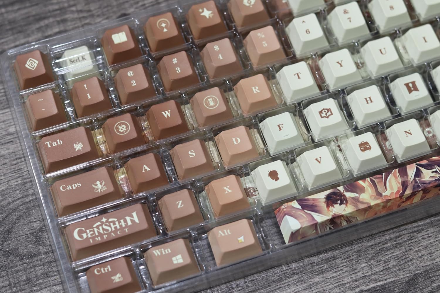 Glacier Genshin – Juego completo de teclas de impacto para teclado mecánico, perfilado de cerezas, sublimación de tinte PBT, compatible con