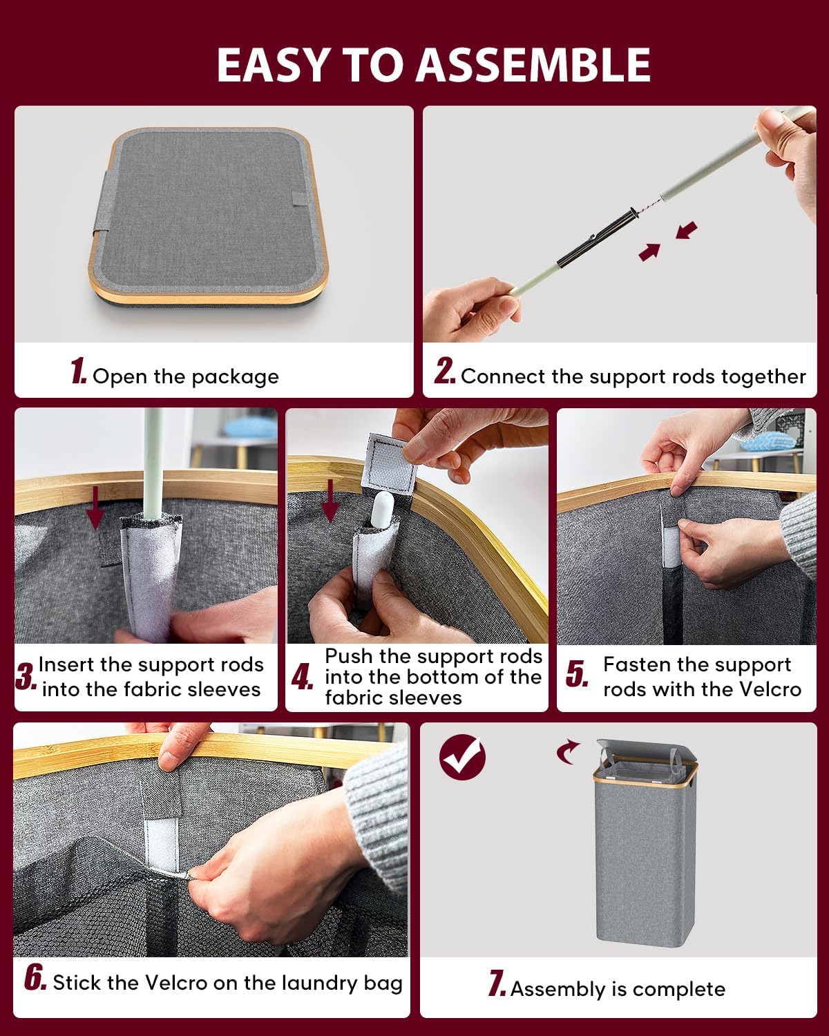 Cesta para la ropa sucia con tapa, cesta grande para la lavandería, cesta de ropa sucia, plegable y ahorra espacio (gris)