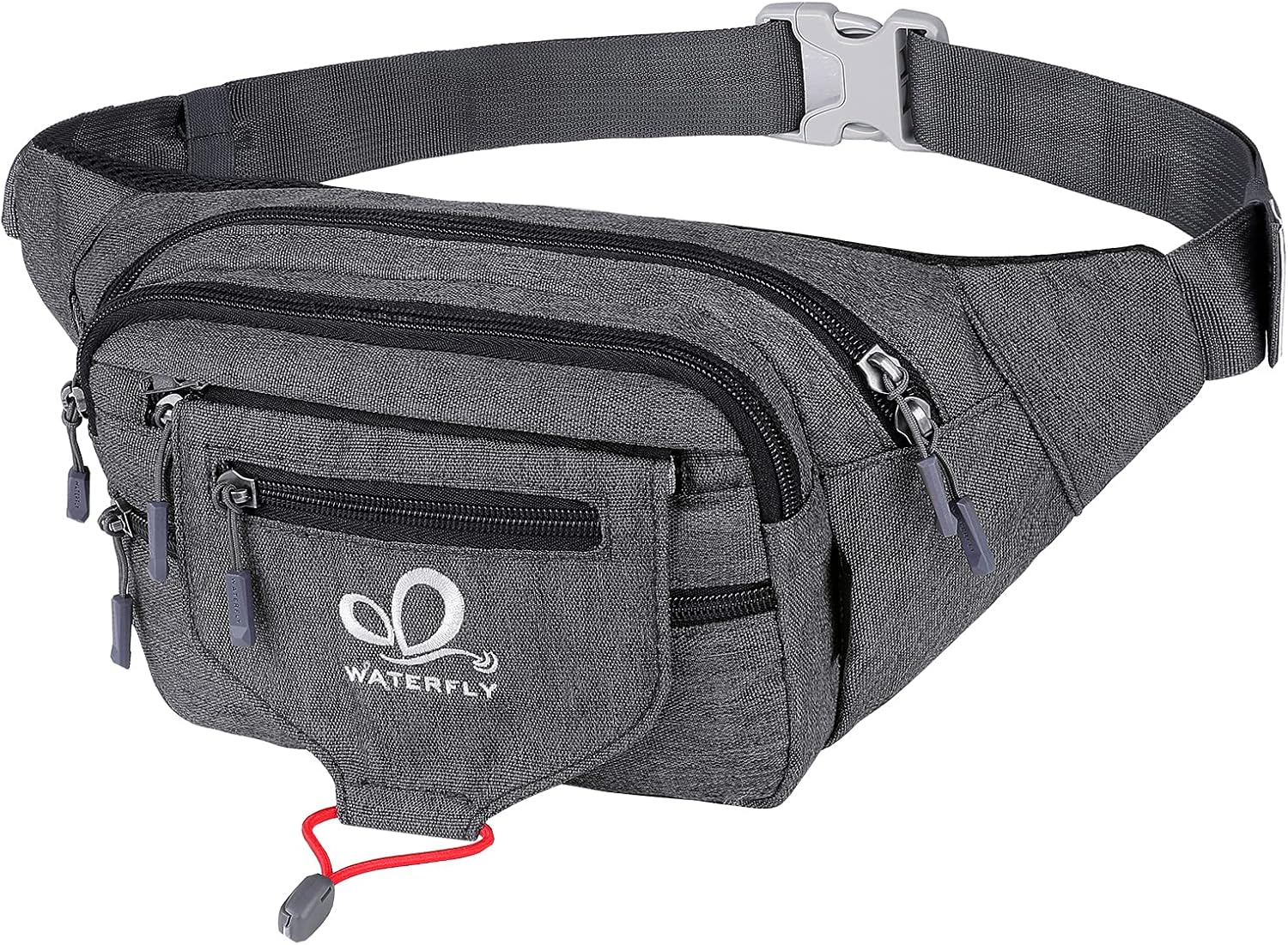WATERFLY Riñonera Riñonera Bolsa de cadera para corredor, bolsa para correr, cinturón para correr, mochila para caminar, trotar, mujer y hombre, Gris