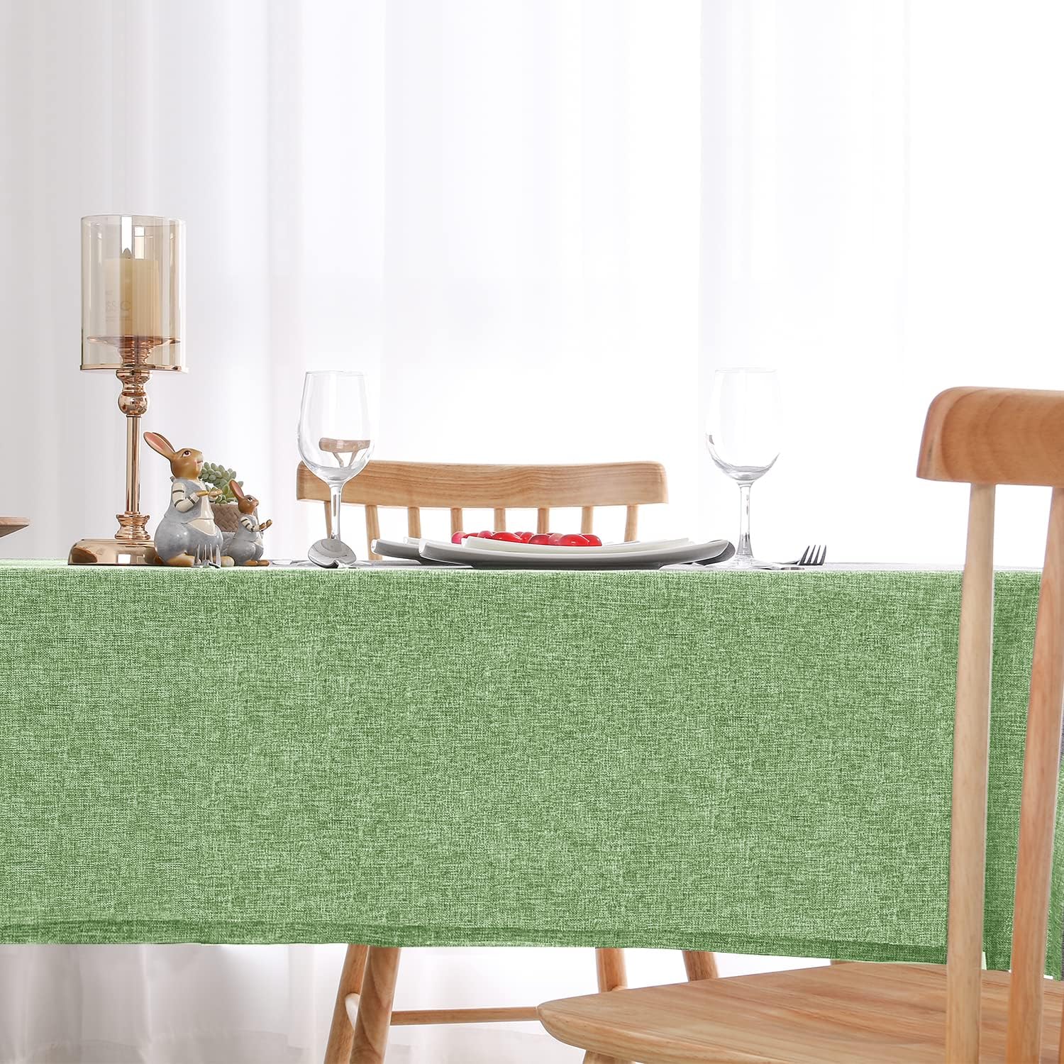 Hiasan Mantel rectangular de lino sintético, resistente a las arrugas y a las manchas, mantel lavable para cocina, comedor, mantel de vacaciones