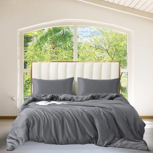 GOKOTTA Juego de 3 fundas de edredón 100% rayón de bambú, funda de edredón suave con cierre de botón y lazos en las esquinas, 2 fundas de almohada GOKOTTA Juego de 3 fundas de edredón 100% rayón de bambú, funda de edredón suave con cierre de botón y lazos en las esquinas, 2 fundas de almohada