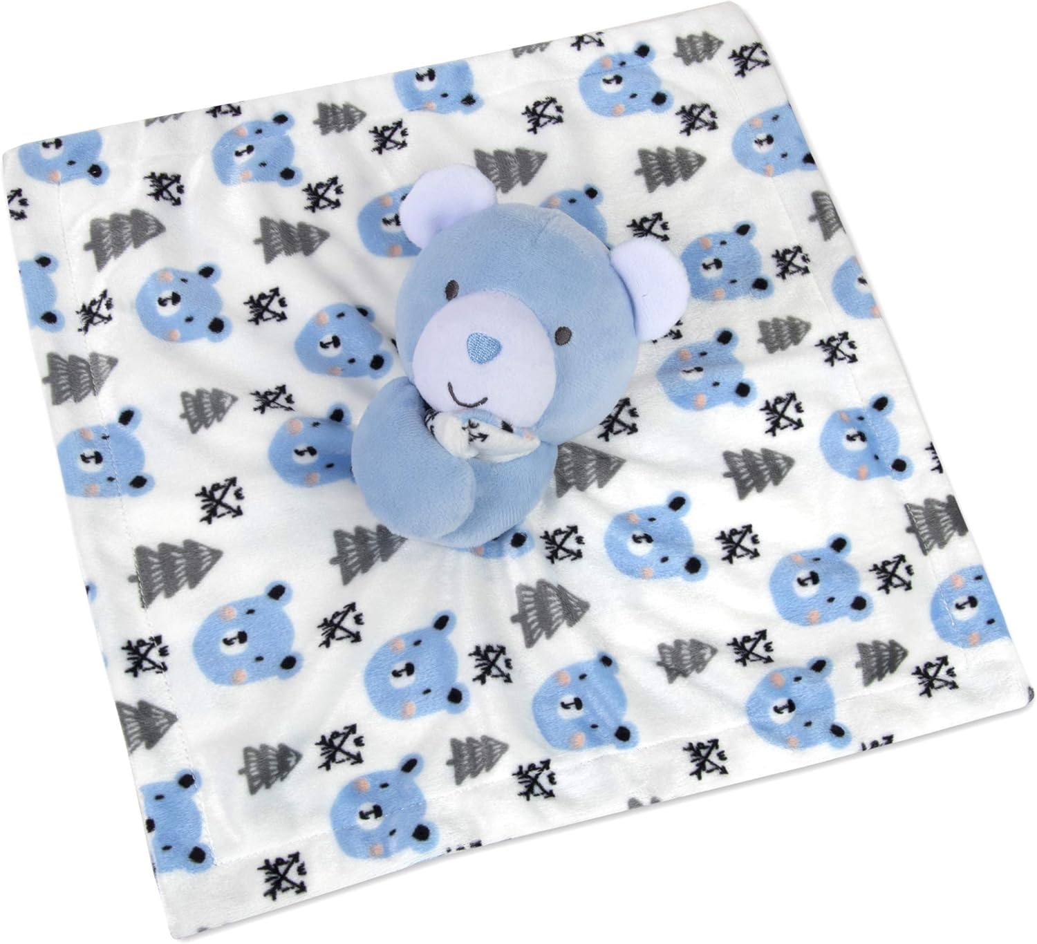Minky – Manta para acurrucarse con animales para niños, bebés, niños, niñas, manta de seguridad neutra de género con animal de peluche (oso azul