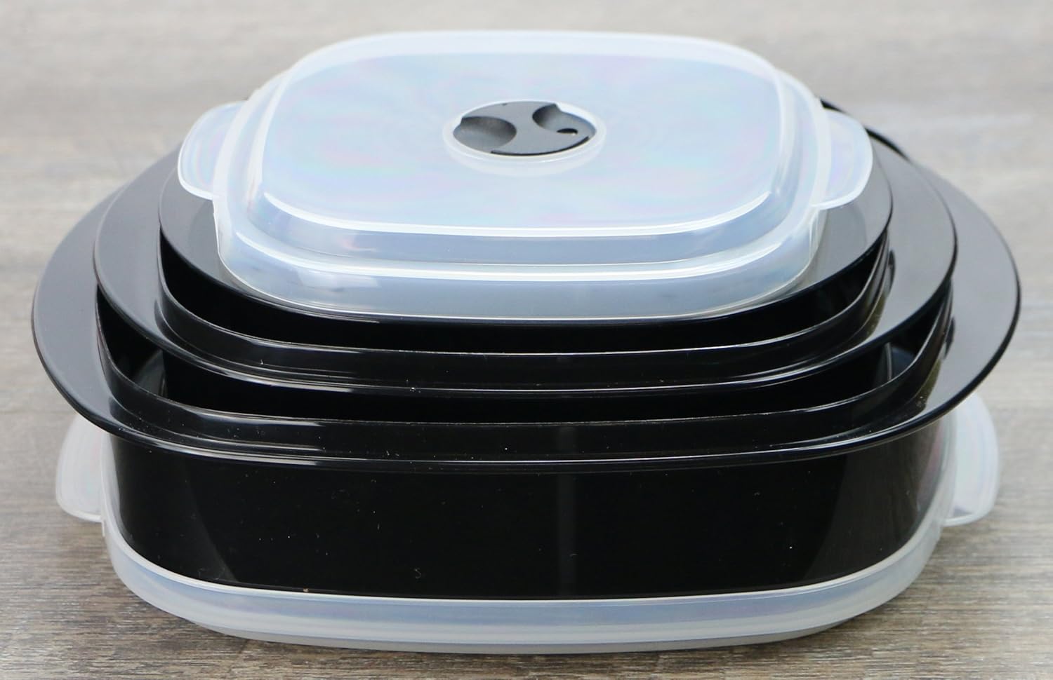 Kit de 6 unidades de recipientes de cocina para microondas, vaporera y refrigerador, de Callypso Basics por Reston Lloyd, 1, Negro