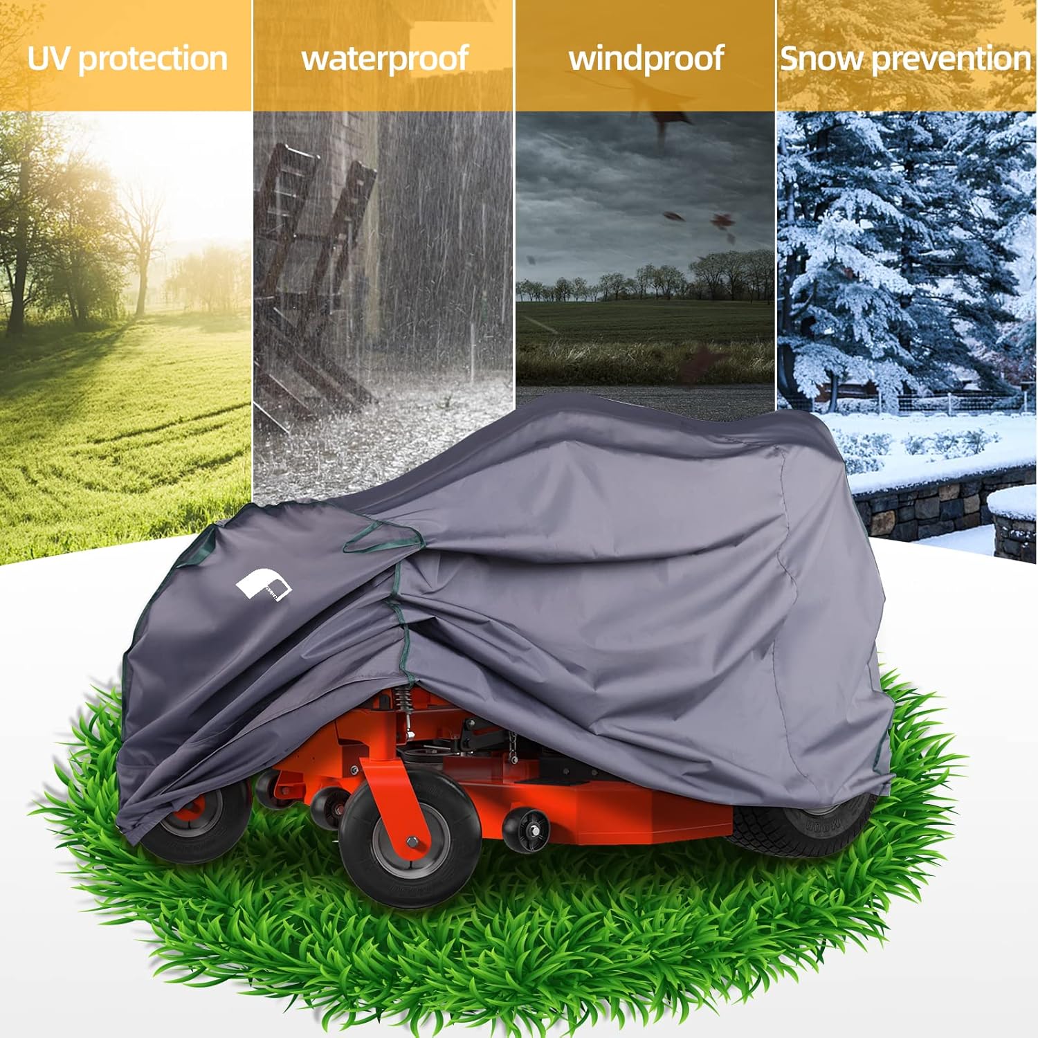 PALON Cubierta impermeable para cortacésped, resistente Ripstop para tractores, cordón de ajuste y hebilla ajustable, cobertizos portátiles con