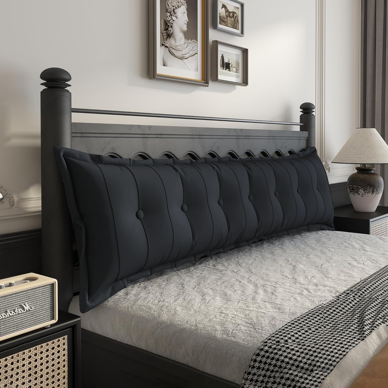 Johnear Almohada de terciopelo para respaldo y cabecero, cojín grande de terciopelo para sofá cama, respaldo de madera, soporte para