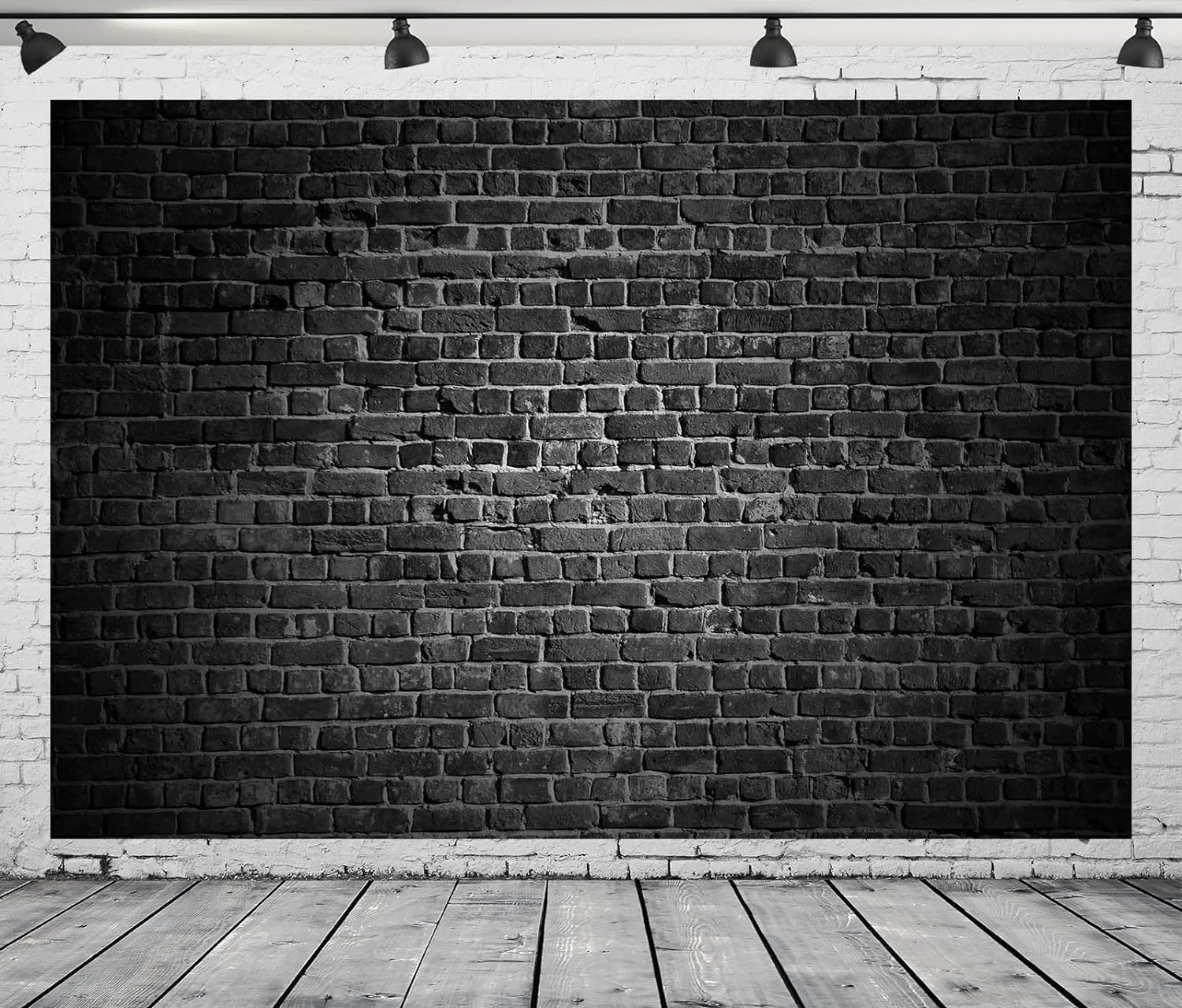BELECO Telón de fondo de pared de ladrillo negro de tela de 7 x 5 pies, fondo de pared negro de ladrillo negro, decoración de fiesta temática de