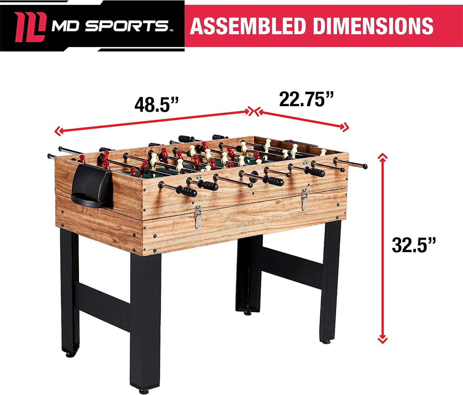 Mesa de juego combinada 3 en 1 de 48 pulgadas, 3 juegos con billar, hockey y futbolín, accesorios incluidos